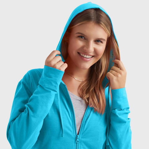 Hanes Women’s Slub Knit Full-Zip Hoodie, Textured Cotton Zip-Up T-Shirt Hoodie for Women