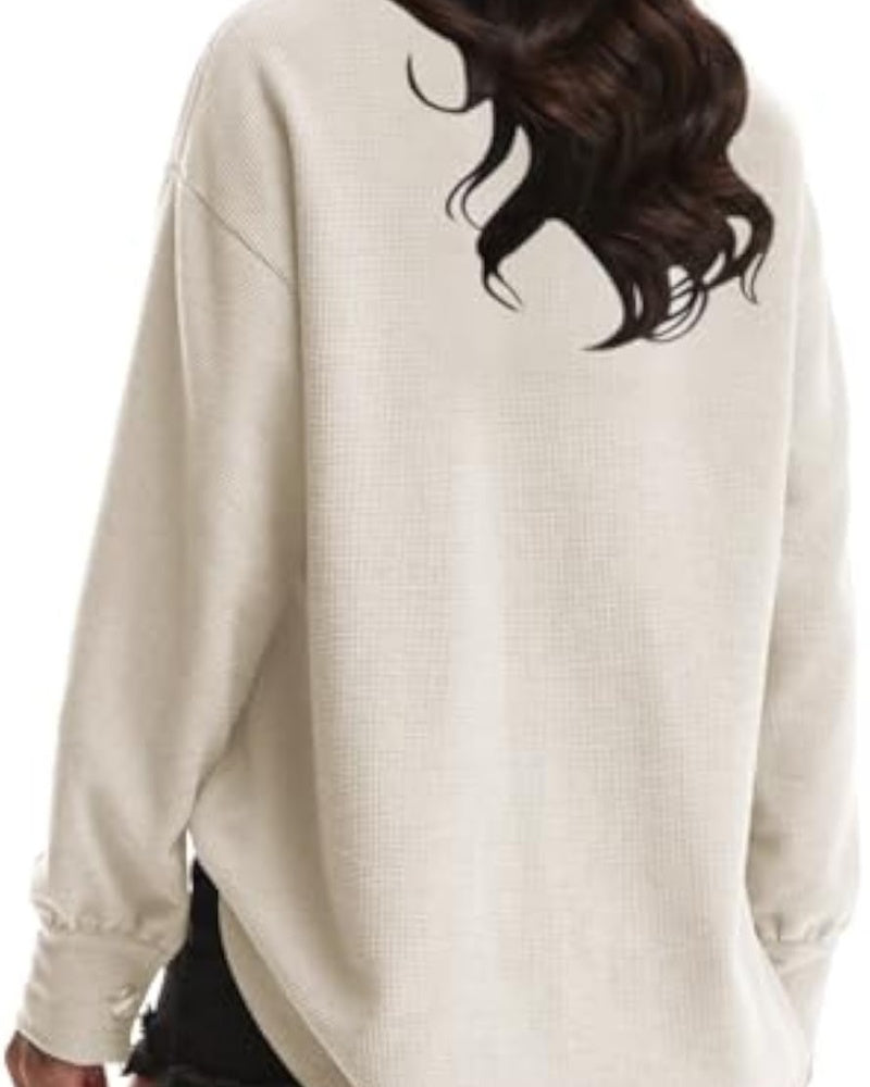 Women's Loose Shacket – Batwing Sleeve & Waffle Knit