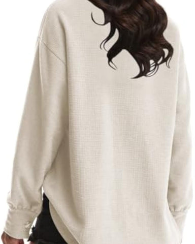 Women's Loose Shacket – Batwing Sleeve & Waffle Knit