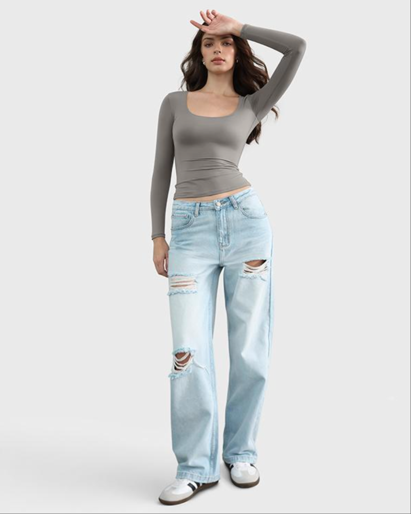 Women's Basic Double Layering Tight Slim Fit T Shirts